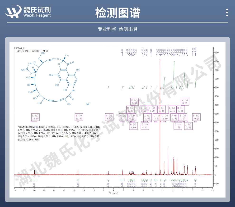 利福霉素钠；利福霉素SV钠光谱