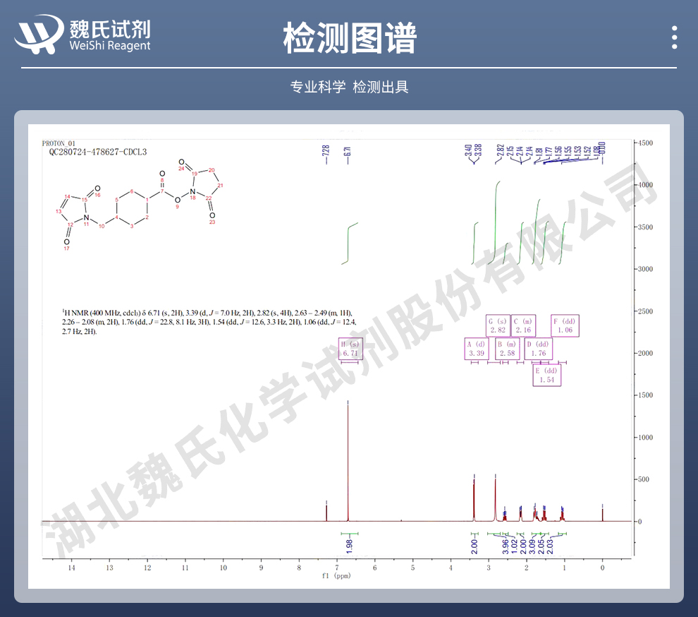 SMCC；4-(N-马来酰亚胺基甲基)环己烷-1-羧酸琥珀酰亚胺酯光谱